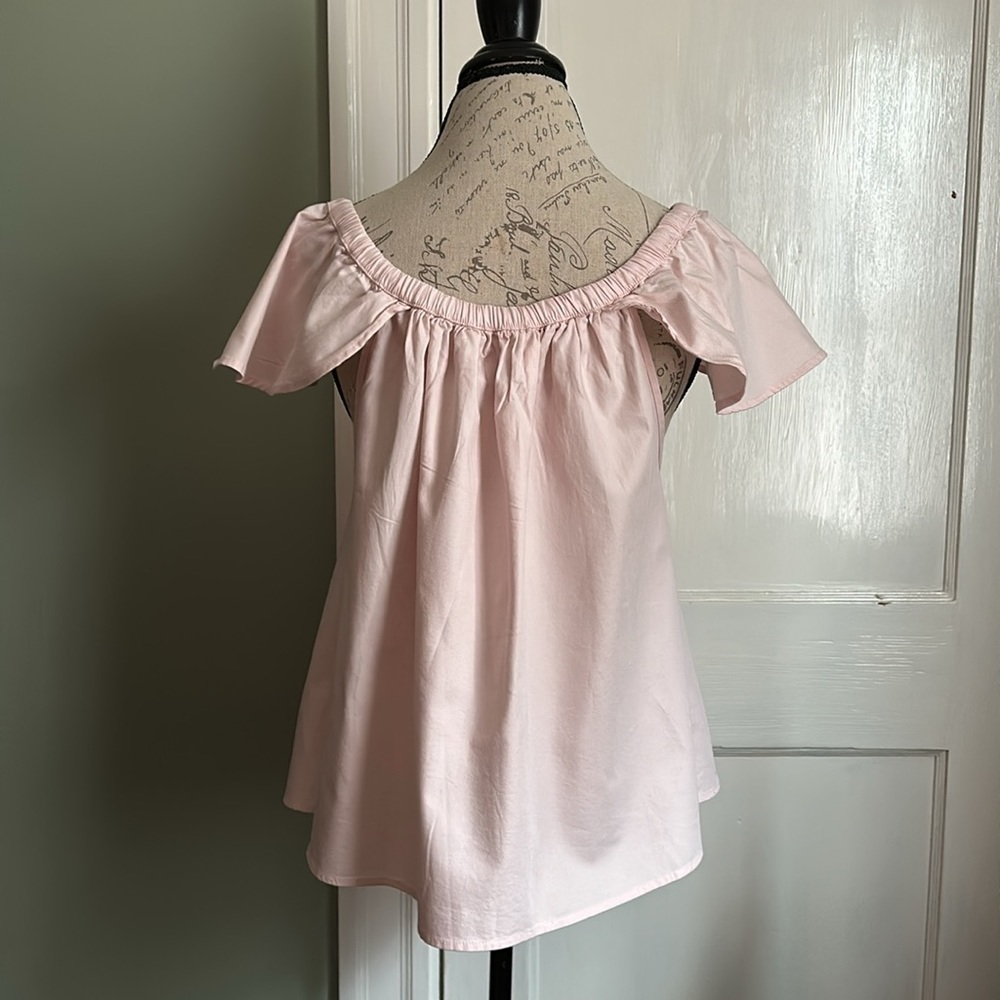 SINCERELY JULES Carmen Flutter Sleeve Pink Off Shoulder Blouse - Picture 7 of 15